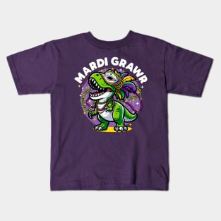 Mardi Grawr Dinosaur Kids T-Shirt